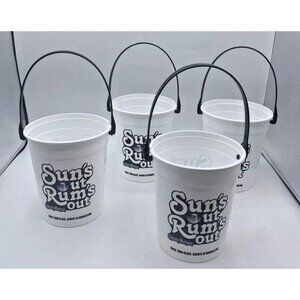 4 Captain Morgan 32 oz Plastic Bucket Cups Sun’s Out Rum’s Out Beach Picnic